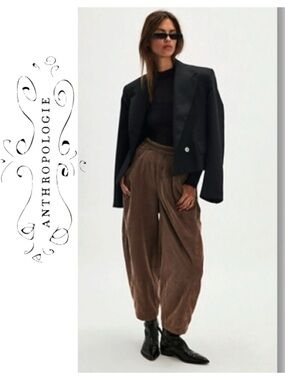 Anthropologie by Free People High Road Pull-On Barrel Cord Pants in tan size S